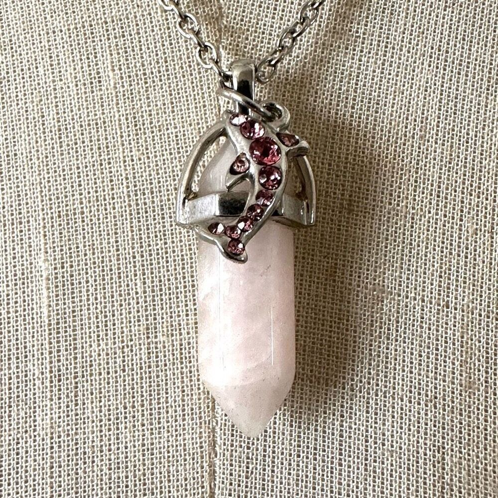 Rose Quartz Dolphin pendant necklace